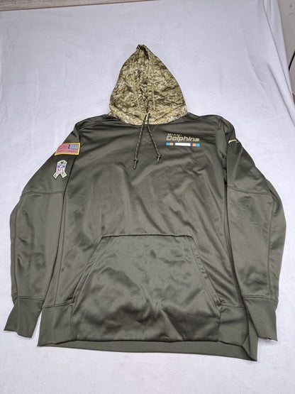 NIKE Miami Dolphins Salute to Service Hoodie Jacket Green Camo Size XL