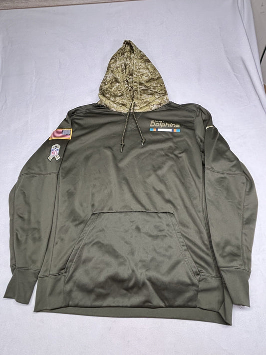 NIKE Miami Dolphins Salute to Service Hoodie Jacket Green Camo Size XL