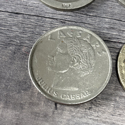 6 Vintage 1980s Caesars The Grand Atlantis Gold Tone Atlantic City Gaming Token