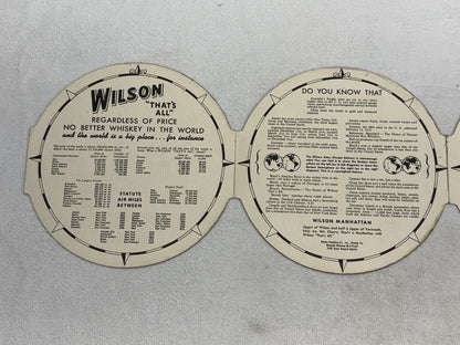 1942 Wilson That's All Whiskey Fold Open World Globe Advertising Booklet