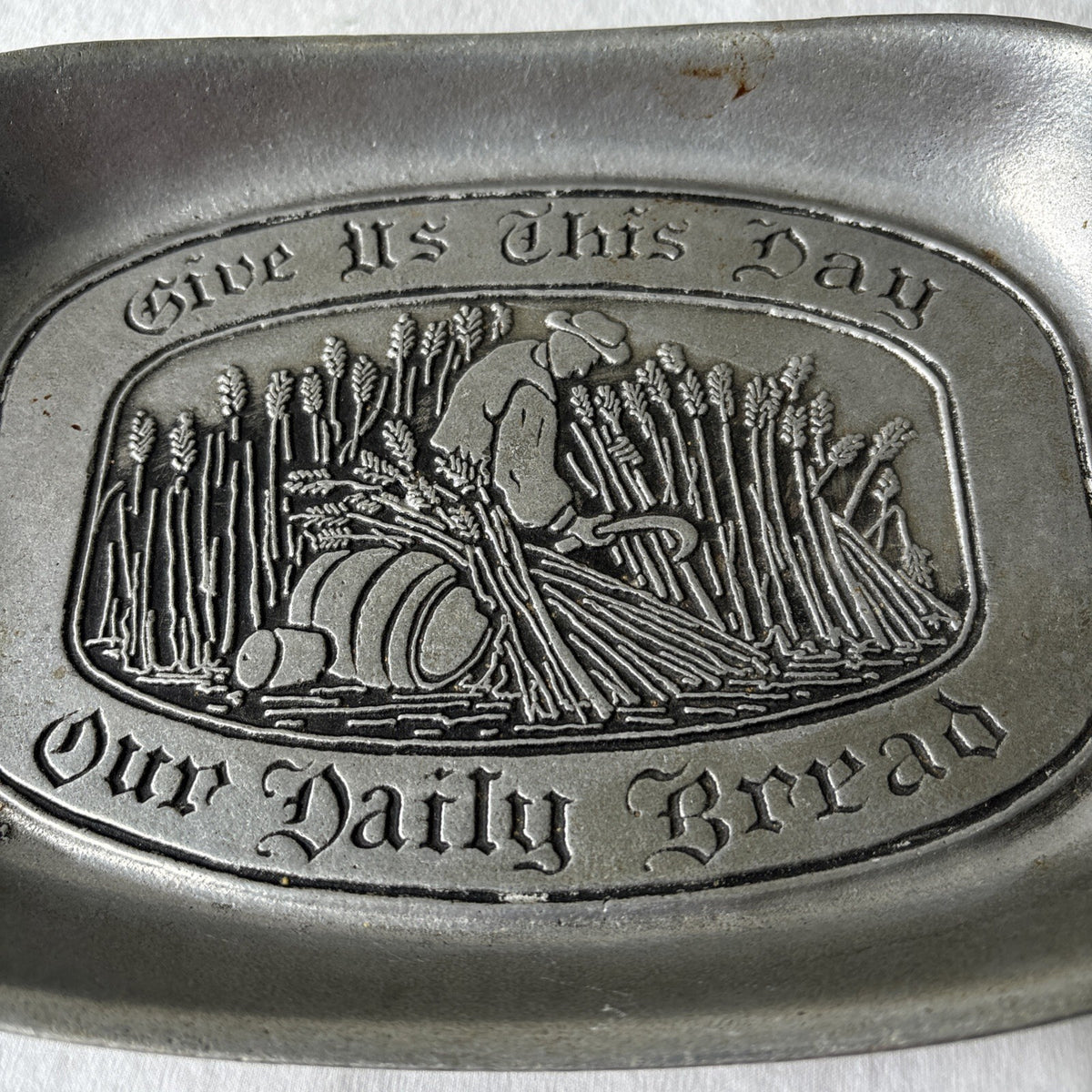Vintage Wilton Armetale Style Bread Plate Give Us This Day Our Daily Bread PA