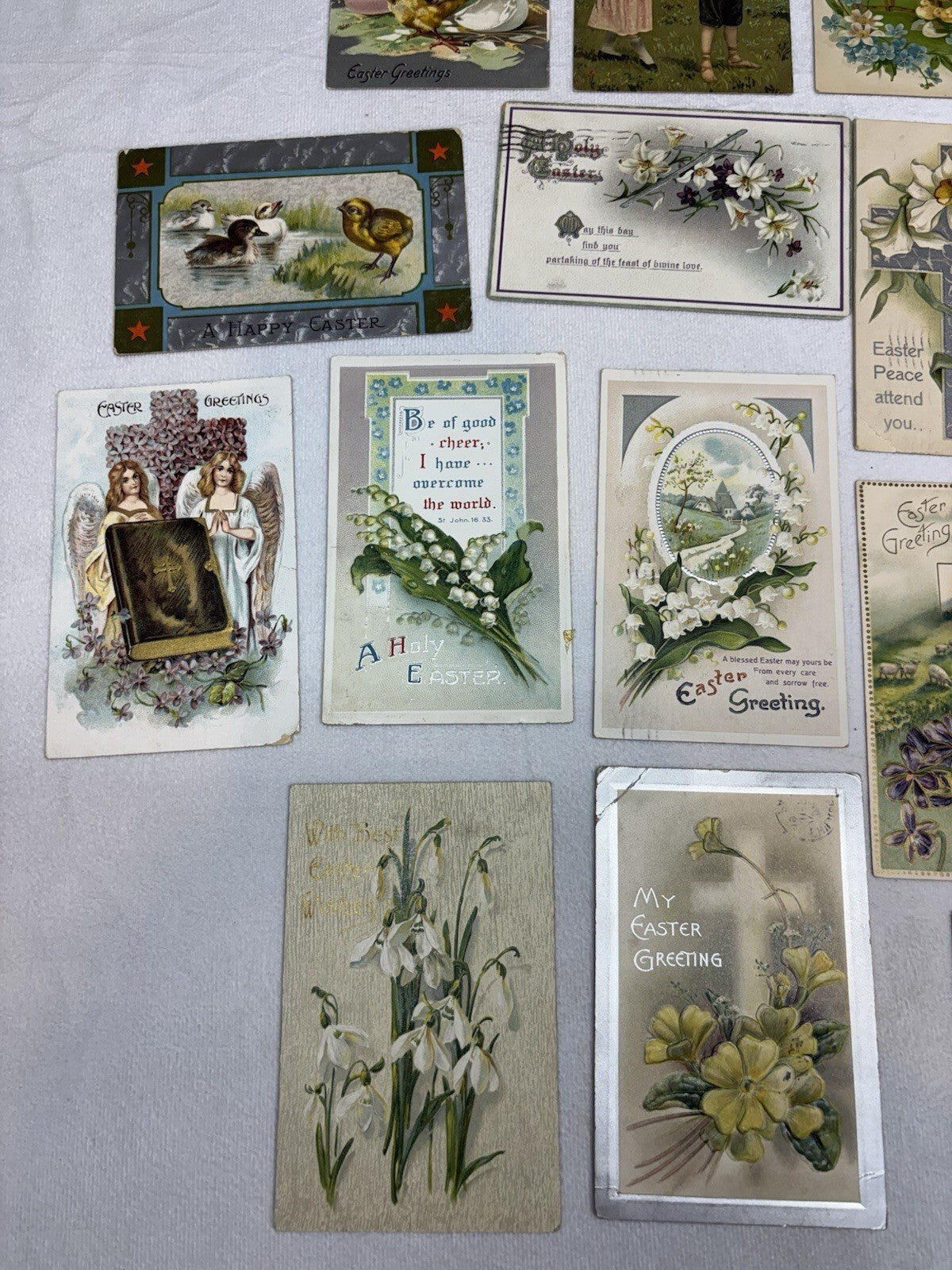 30 Antique 1910's Easter Greetings Postcard Lot Tuck Bunnies Chicks Religious
