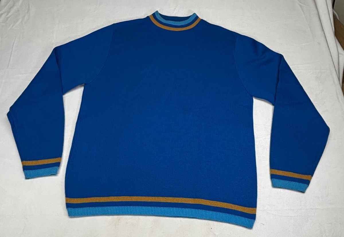 Puritan Blue Double Knit Striped Crewneck Sweater